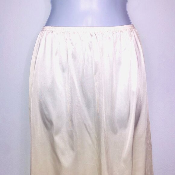 Vintage 80s Womens S Ivory Half Slip Lace Trim Elastic Back Slit - Picture 3 of 7